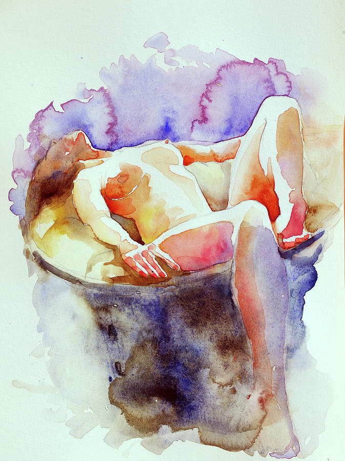 Nude watercolor by Hana Schwarzova