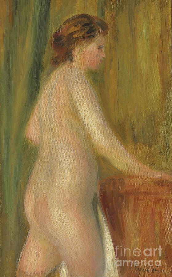 Nude with bath towel Painting by Pierre Auguste Renoir