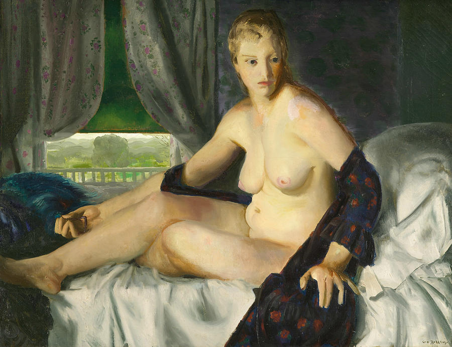 Nude with Fan Painting by George Bellows