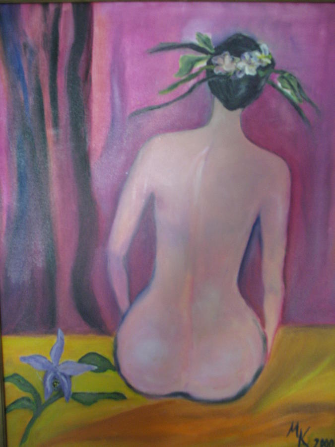 Nude Painting - Nude With Orchid by Maria  Kolucheva