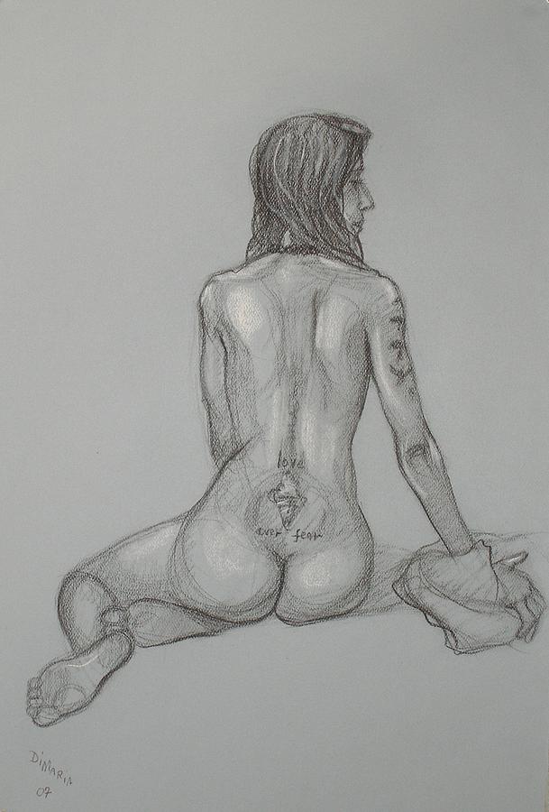 Nude with Tattoo 1 Drawing by Donelli  DiMaria