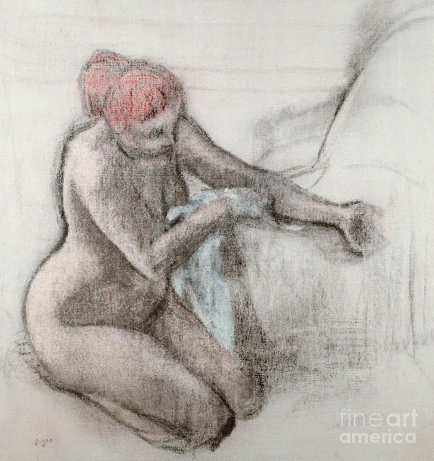 Nude Woman Drying Herself After the Bath Pastel by Edgar Degas