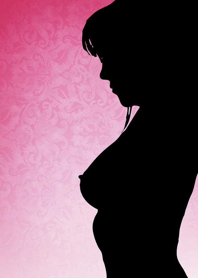 Nude Woman Silhouette Breast Cancer Awareness Digital Art