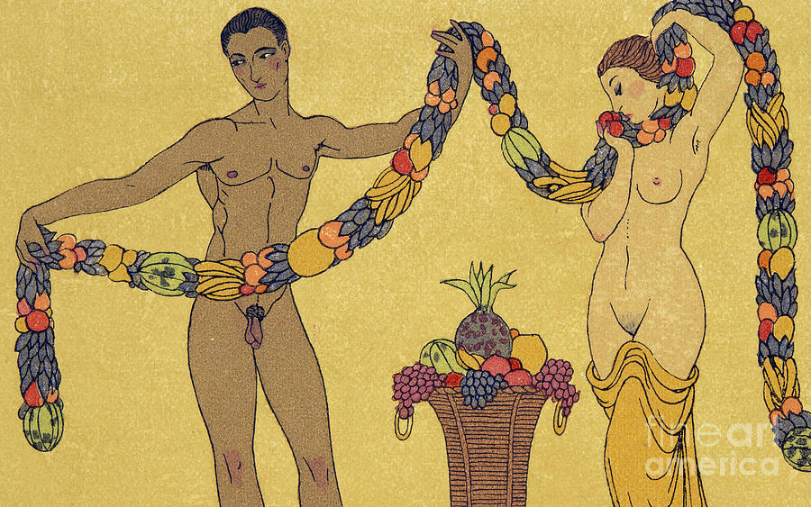Nudes  Illustration from Les Chansons de Bilitis Painting by Georges Barbier