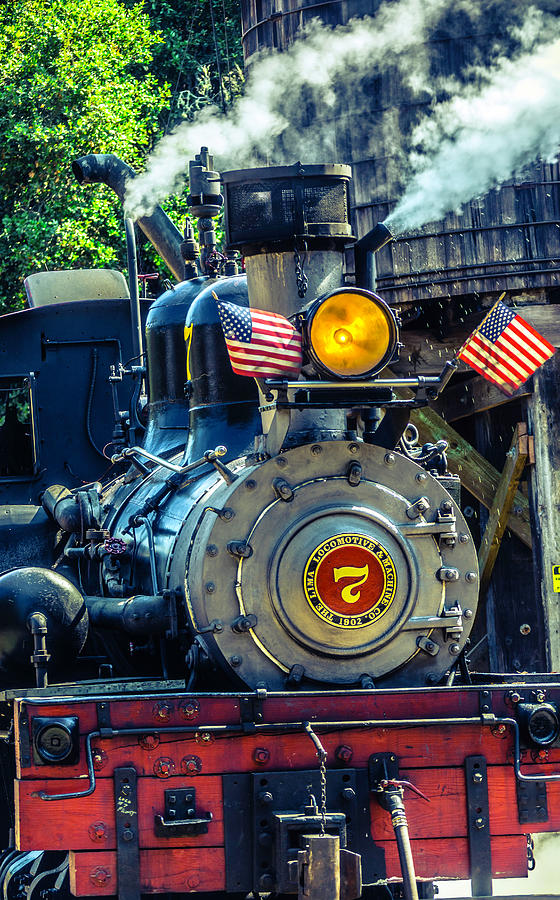 Train Photograph - Number Seven With Flags by Garry Gay