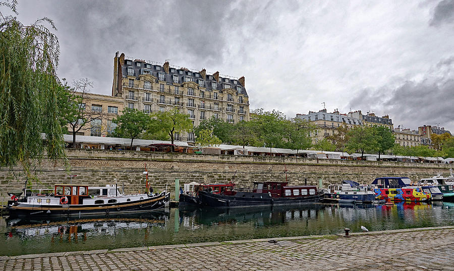 Numerous Boats Docked At  Port de lArsenal In Paris, France Photograph by Rick Rosenshein