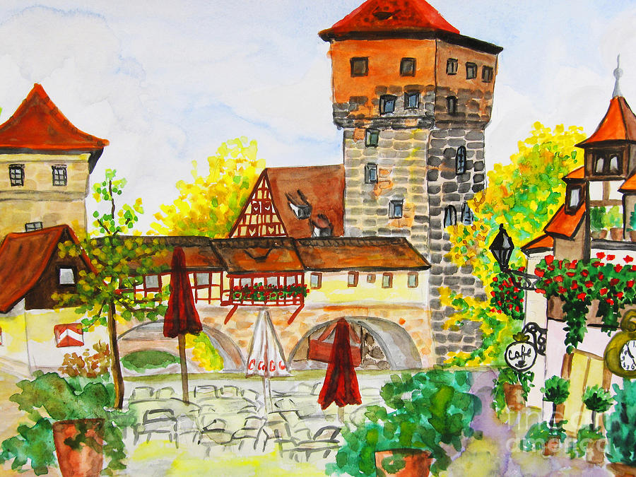 Nuremberg, hand drawn painting Painting by Irina Afonskaya