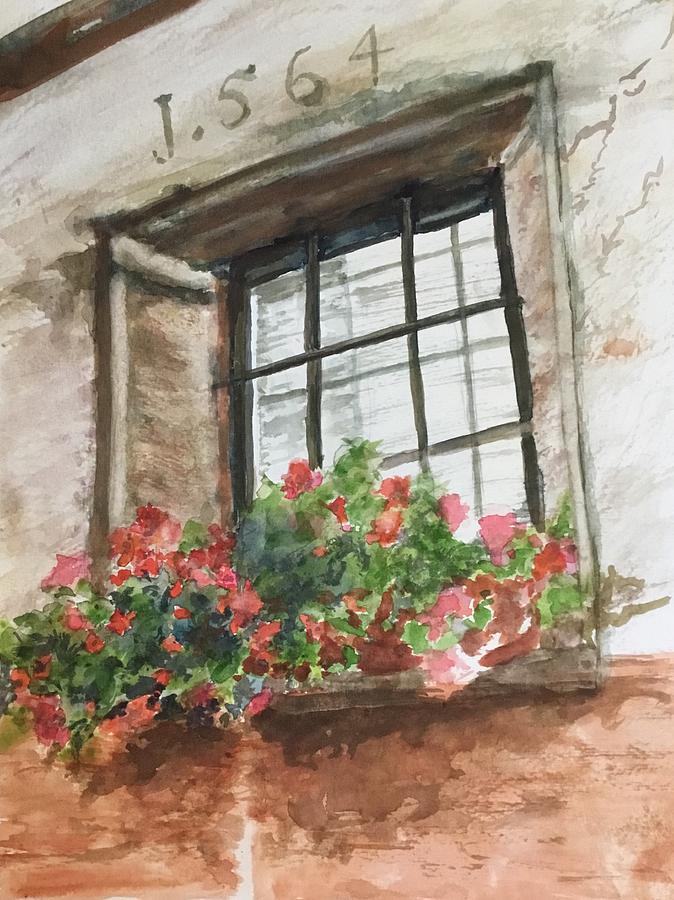 Nuremberg Windowbox Painting by Cheryl Wallace