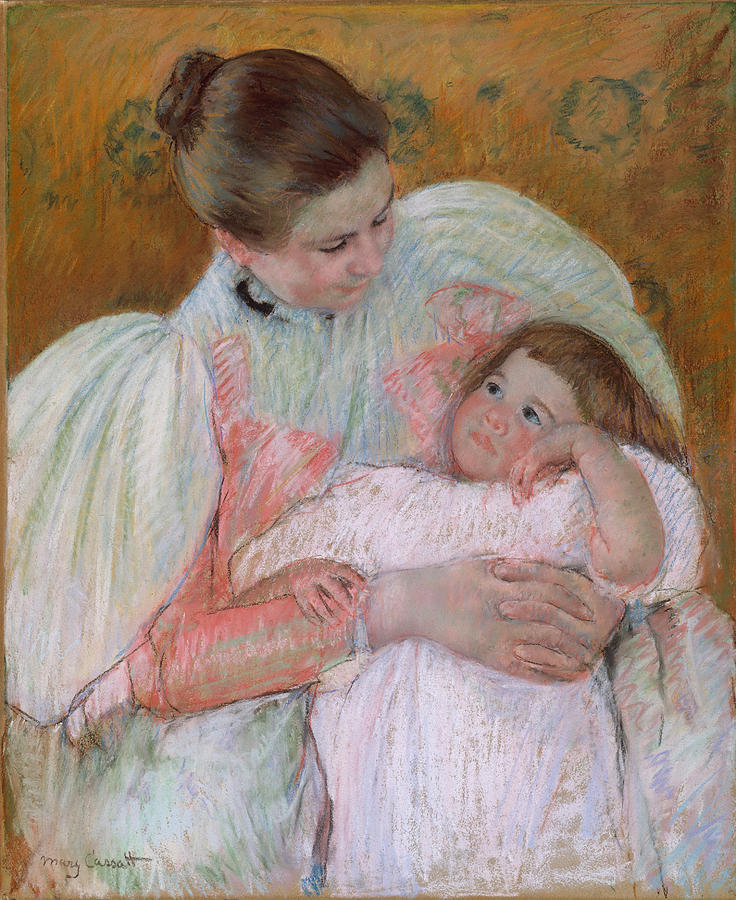 Nurse and Child Drawing by Mary Stevenson Cassatt
