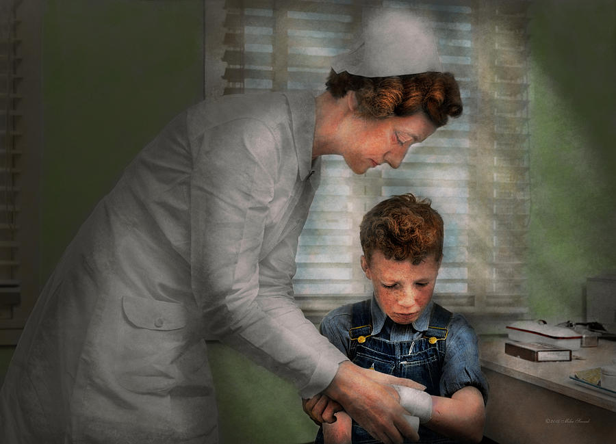 Vintage Photograph - Nurse - Mending spirits 1939 by Mike Savad