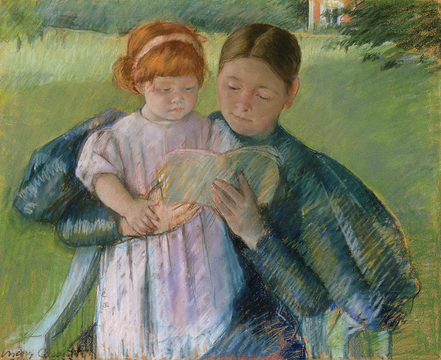 Mary Stevenson Cassatt Painting - Nurse Reading to a Little Girl by Mary Cassatt