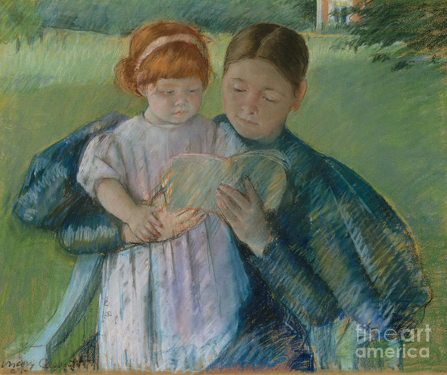 Nurse Reading to a Little Girl Pastel by Mary Stevenson Cassatt