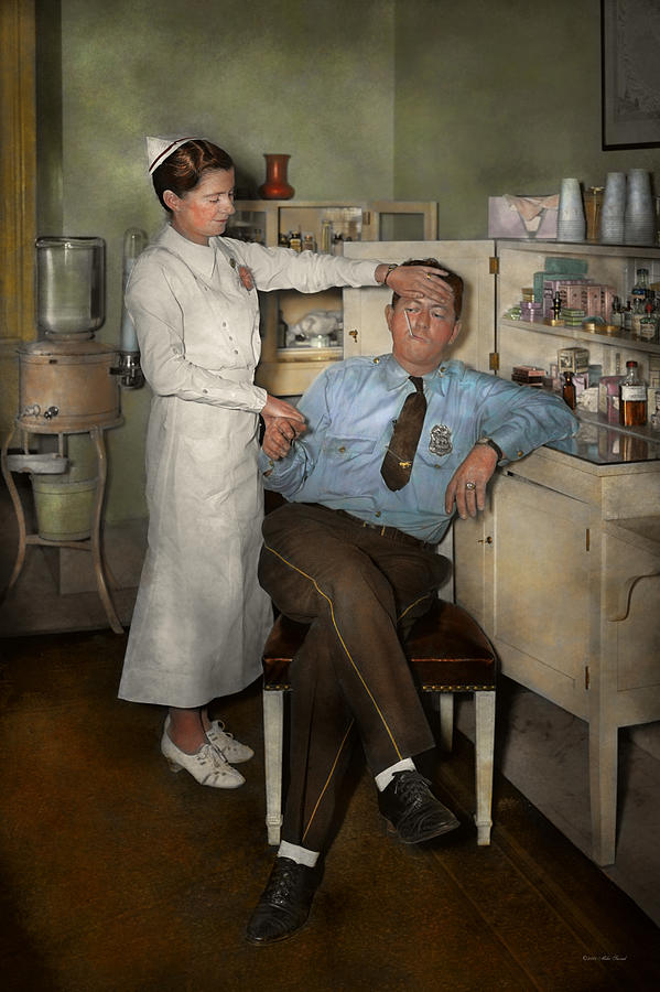 Vintage Photograph - Nurse - Sick Day - 1937 by Mike Savad