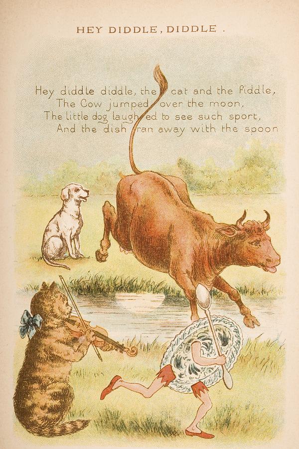 Nursery Rhyme And Illustration Of Hey Drawing by Vintage Design Pics