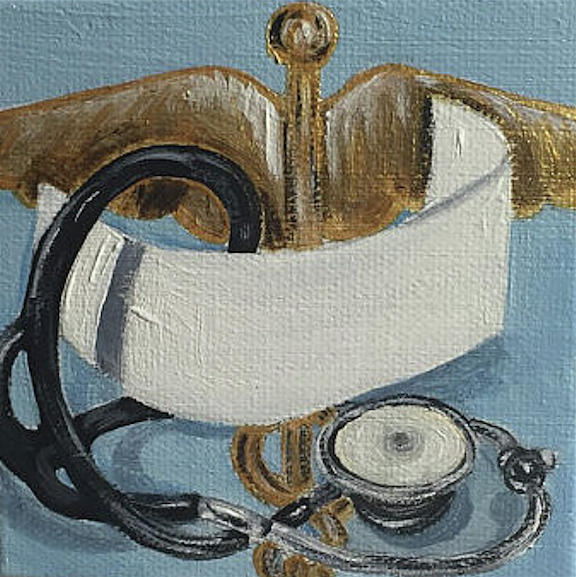 Nursing Cap, Stethoscope Painting by Melissa Torres