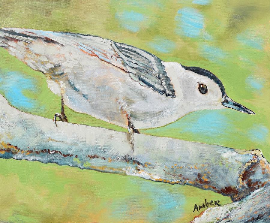 Nature Painting - Nuthatch #1 by Amber Foote