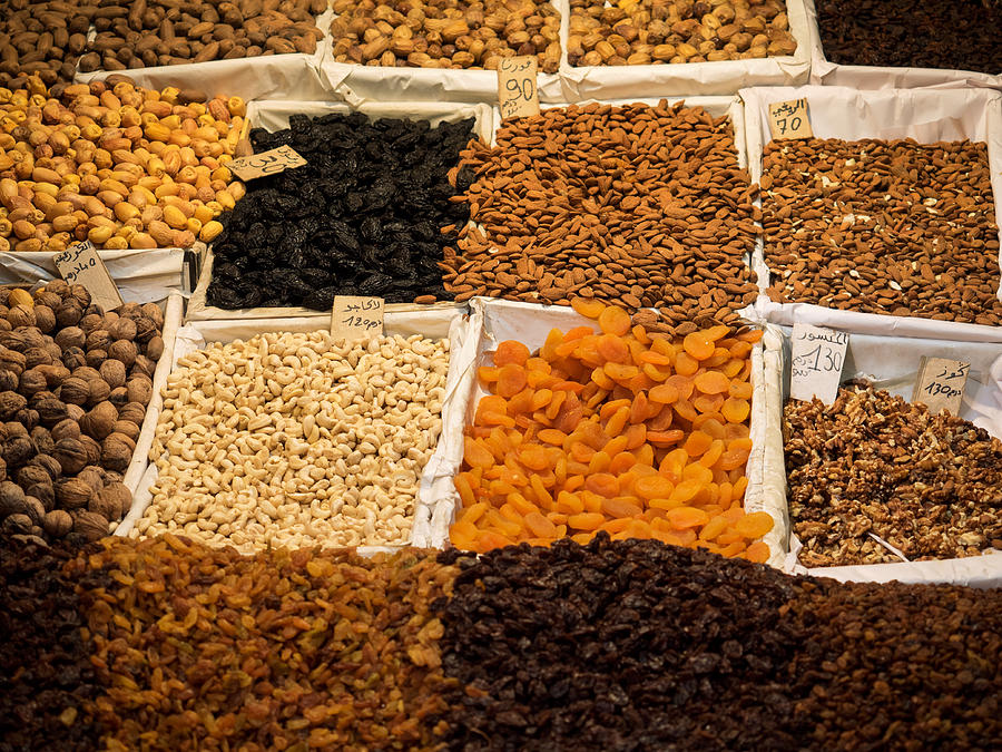 Nuts And Dried Fruit For Sale In Souk Photograph by Panoramic Images