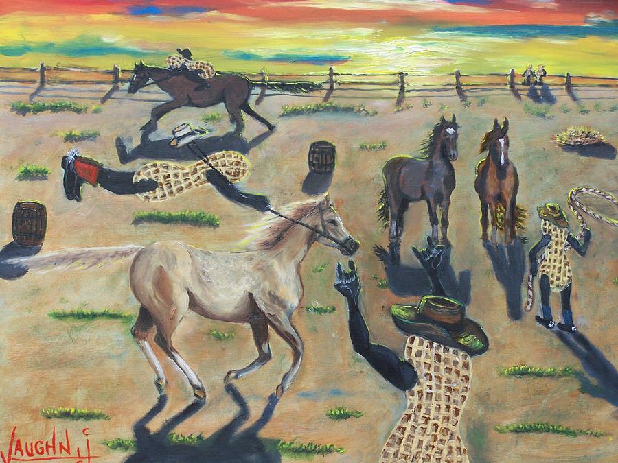 Nutz Bout Horses Painting by Charles Vaughn