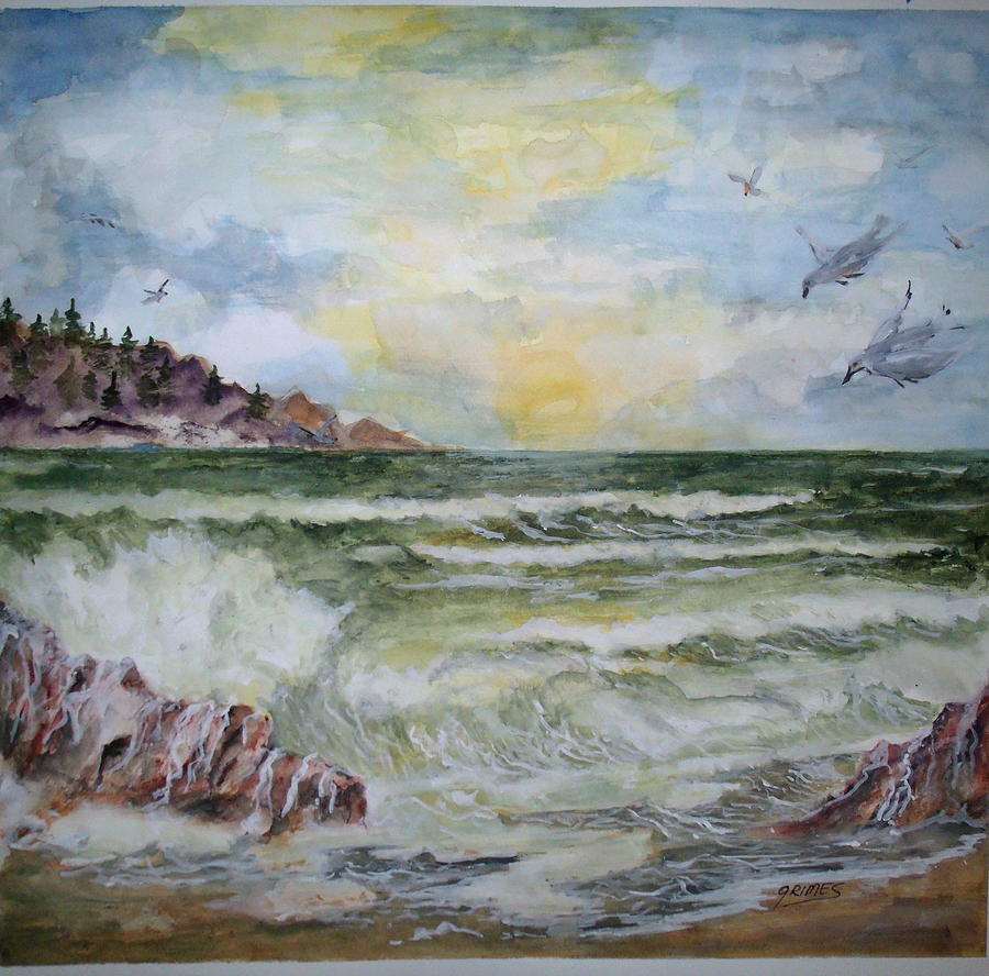 NW Coast at Sunset Painting by Carol Grimes