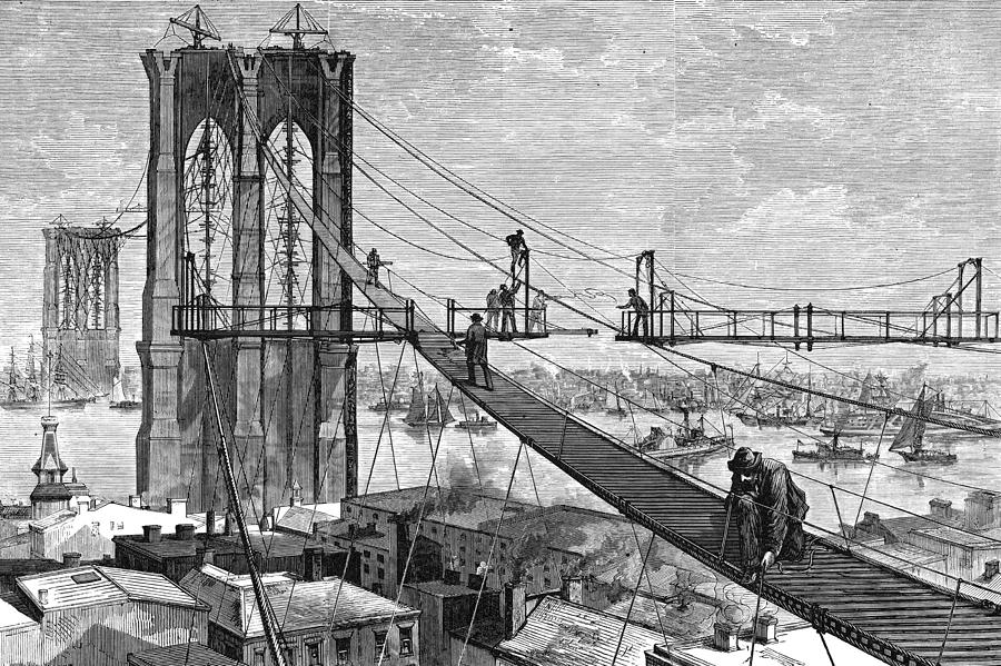 Ny: Brooklyn Bridge, 1877 Photograph by Granger
