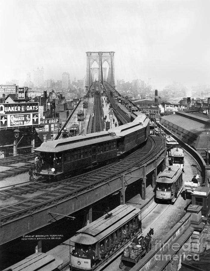 Ny: Brooklyn Bridge, 1898 Photograph by Granger