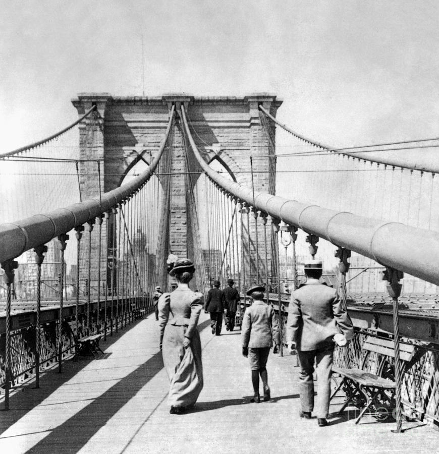 Ny: Brooklyn Bridge, 1899 Painting by Granger