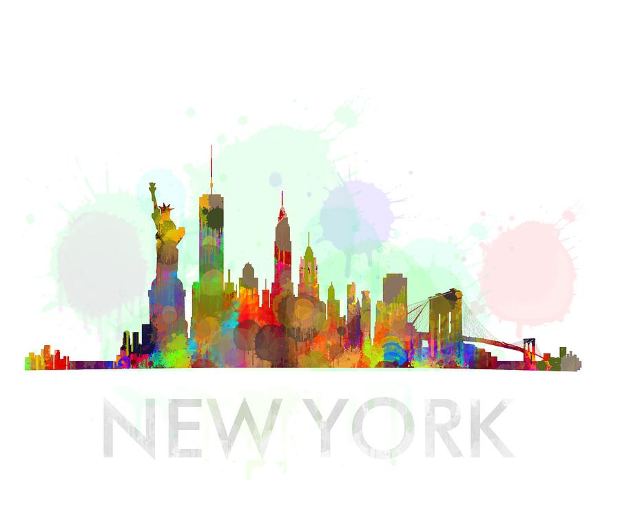 Ny New York Skyline Hq Watercolor Digital Art By Hq Photo