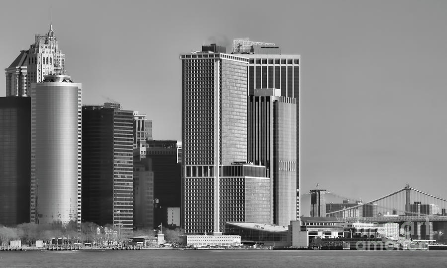 NY Panorama Financial Architecture Black White  Photograph by Chuck Kuhn