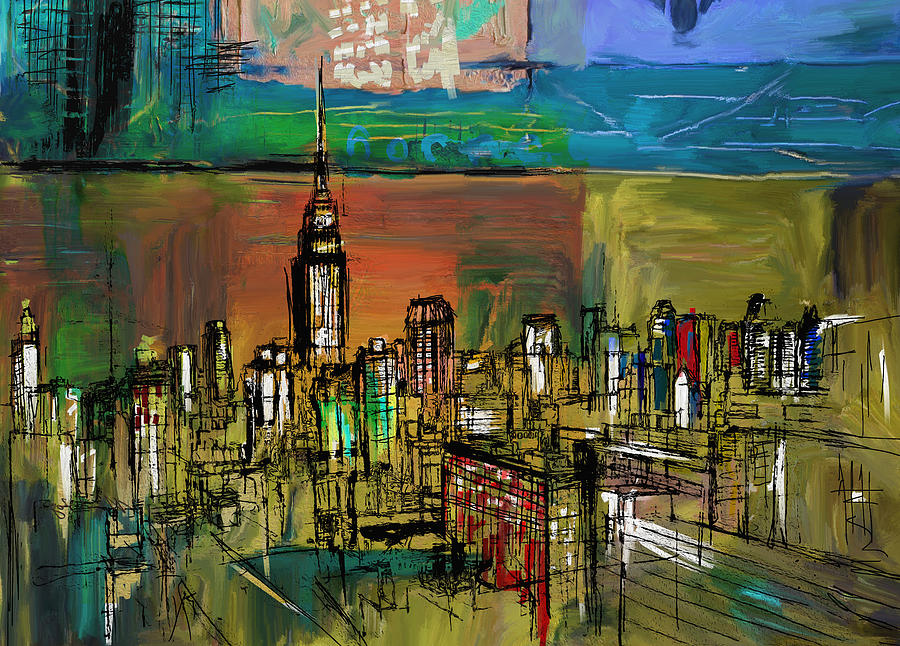 NY Skyline 270 1 Painting by Mawra Tahreem