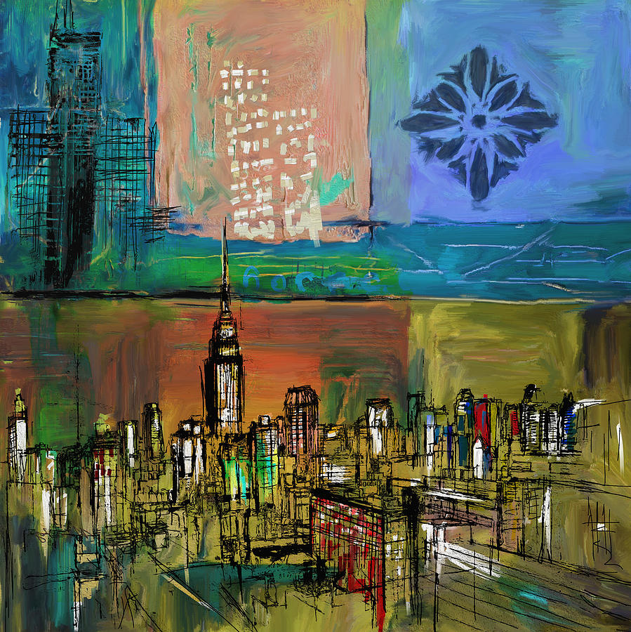 NY Skyline 270 2 Painting by Mawra Tahreem