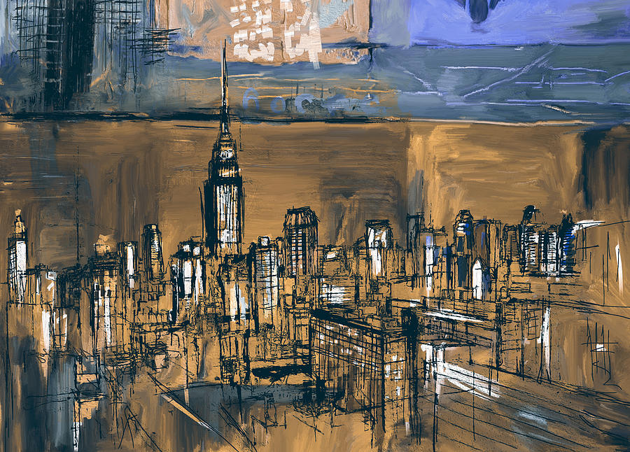 NY Skyline 270 4 Painting by Mawra Tahreem