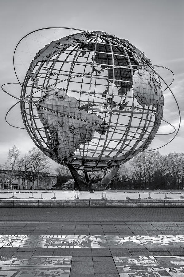 NY Worlds Fair Unisphere BW Photograph by Susan Candelario