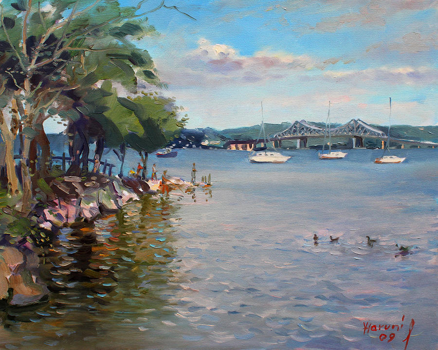 Nyack Park by Hudson River Painting by Ylli Haruni