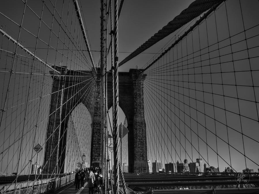 NYC - Brooklyn Bridge 001 BW Photograph by Lance Vaughn