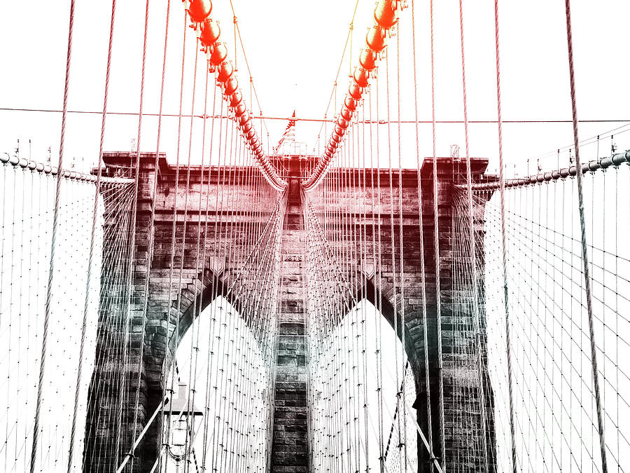 NYC Brooklyn Bridge Lens Flare Photograph by Edward Fielding