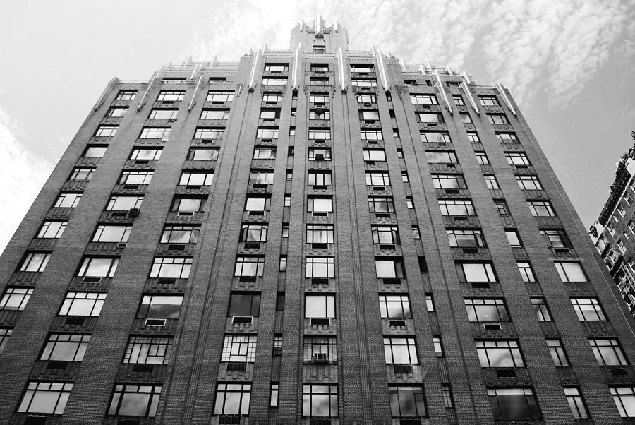 City Photograph - NYC Building - Window Reflections - Black and White by Matt Quest