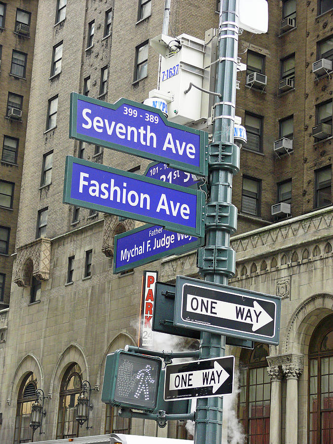 NYC Fashion Ave Sign by JoAnne McNamara