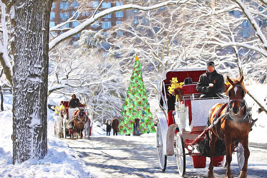 Transportation Photograph - Festive Winter Carriage Rides by Sandi OReilly
