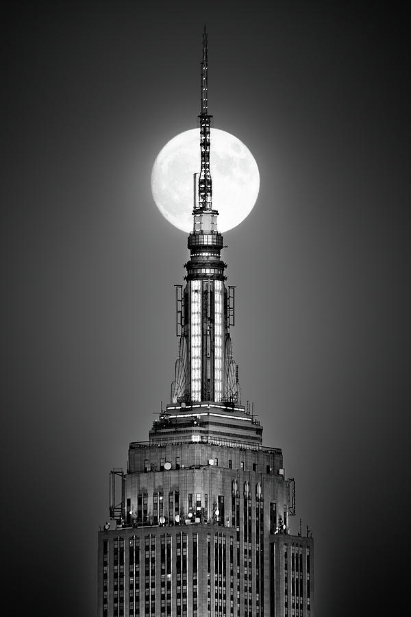 NYC Full Moon Photograph by Mihai Andritoiu
