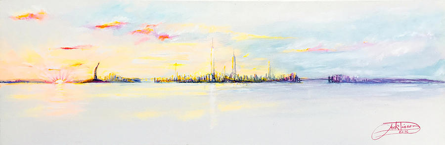 Nyc Harbor Sunset Painting by Jack Diamond