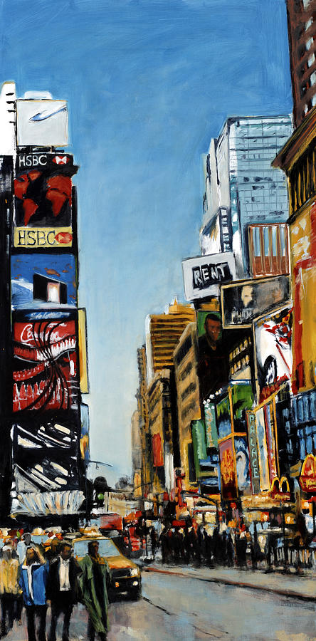 Des Moines Painting - NYC III Cab Dodging by Robert Reeves