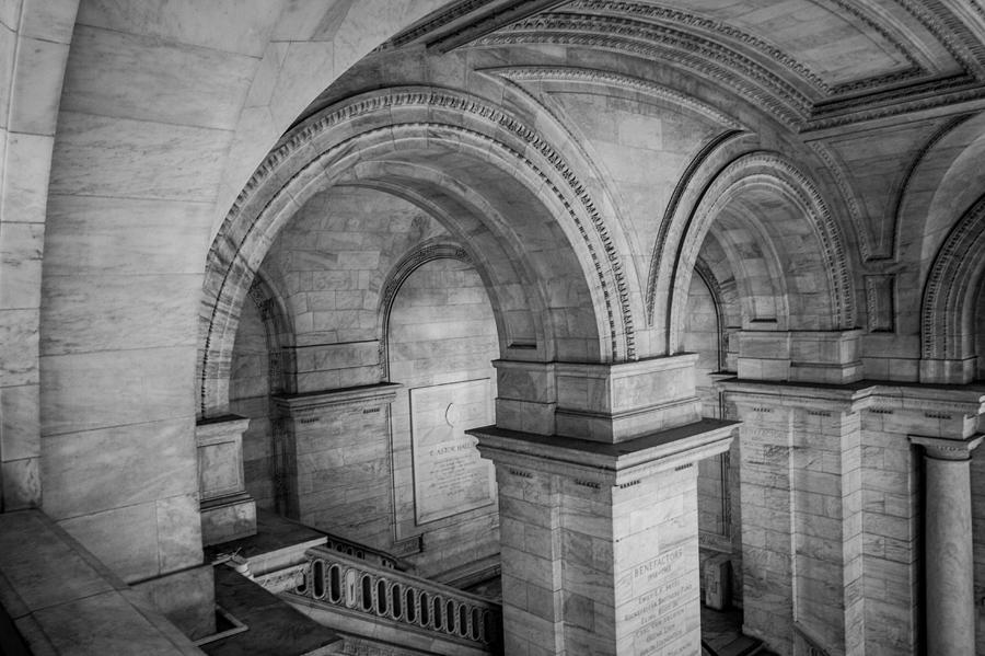 Architecture Photograph - NYC Library Stairwell Arches by Mike Burgquist