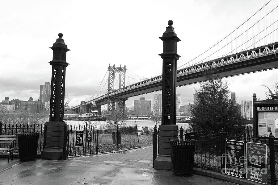 Bridge Photograph - NYC Manhattan Bridge BW by Chuck Kuhn