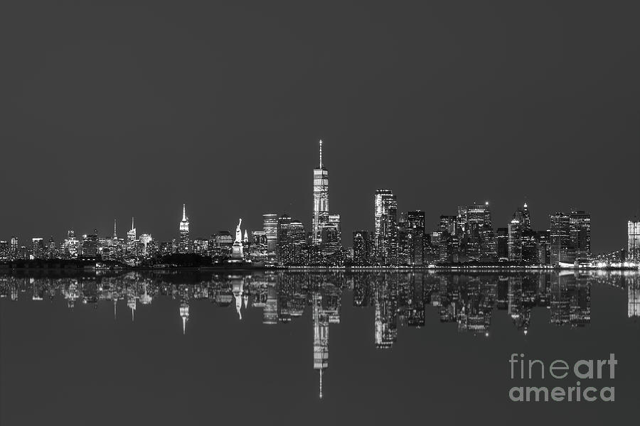NYC Skyline Reflections BW Photograph by Michael Ver Sprill