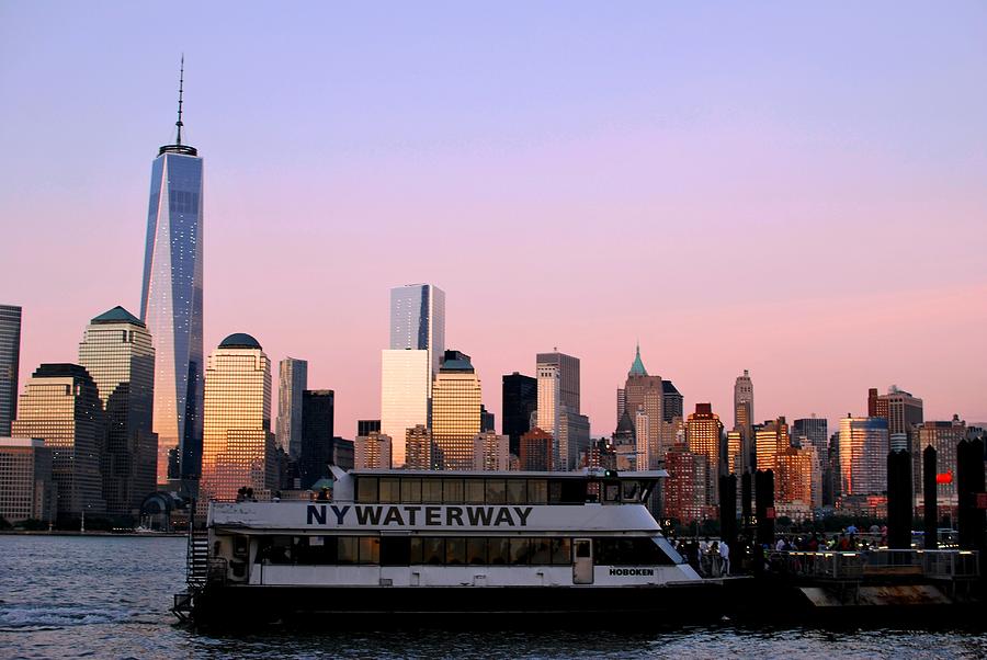 City Photograph - NYC Skyline with Boat at Pier by Matt Quest