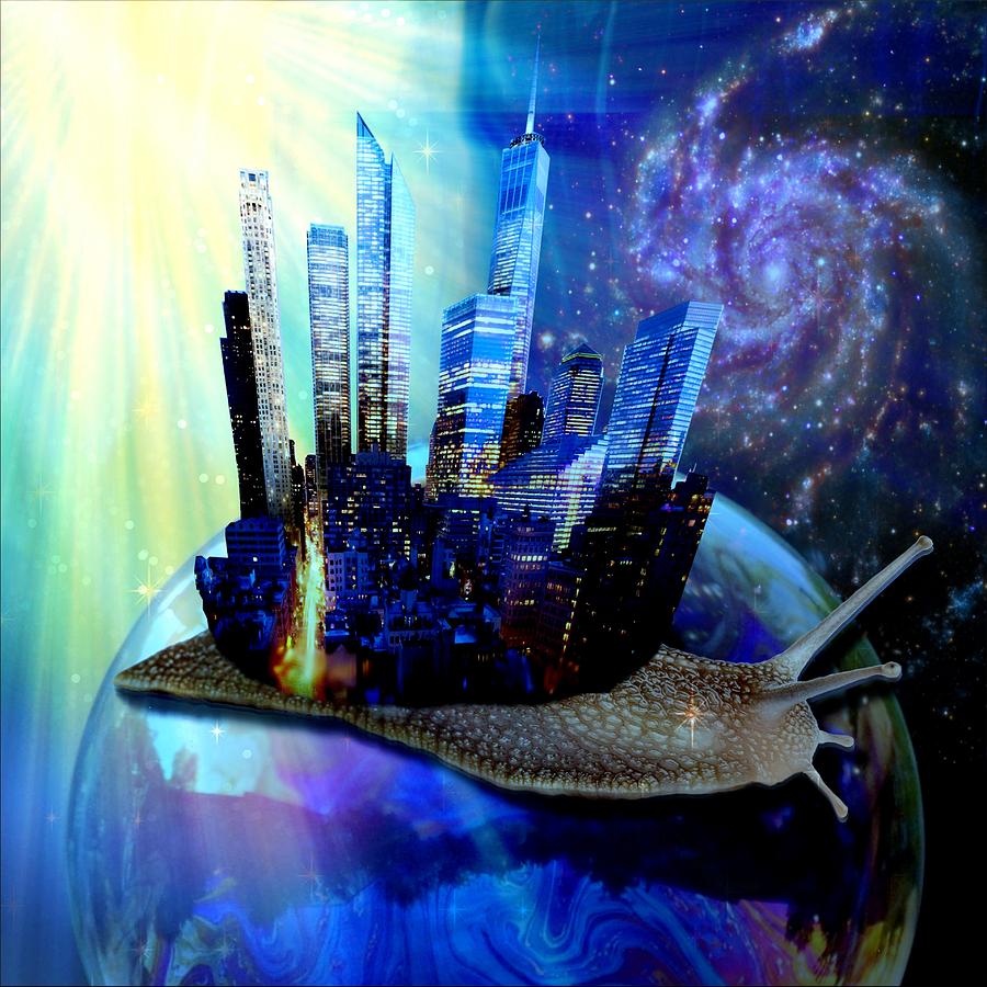 NYC snail - day and night Digital Art by Lilia S