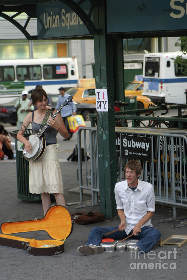 NYC Street Musicians Banjo Photograph by Chuck Kuhn
