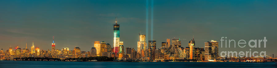 NYC Tribute in Light Skyline Panorama I Photograph by Clarence Holmes