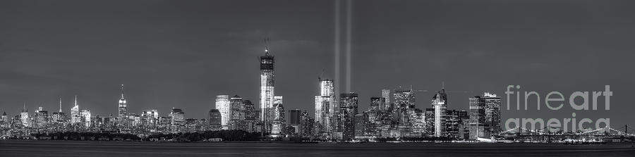 NYC Tribute in Light Skyline Panorama II Photograph by Clarence Holmes