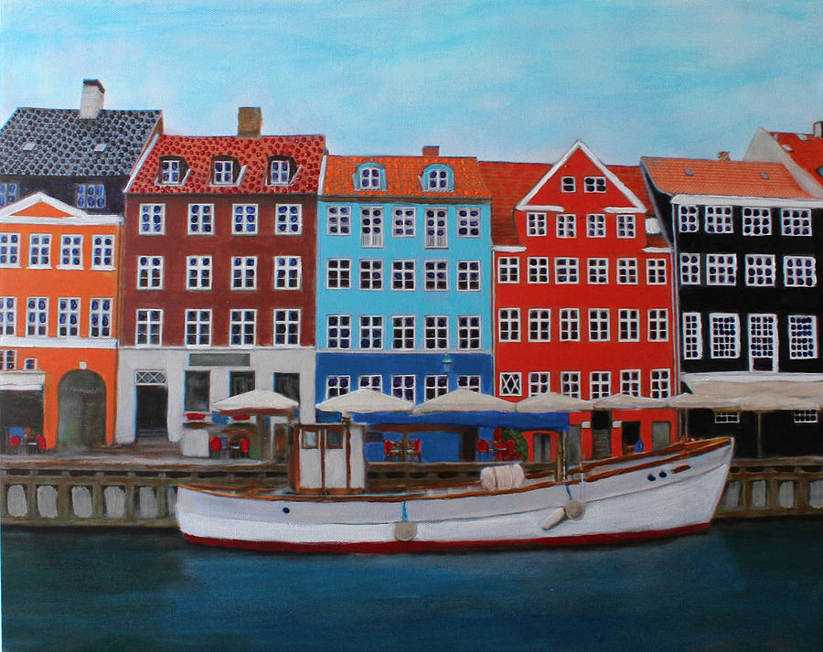 Boat Painting - Nyhavn Copenhagen by Deborah Boyd